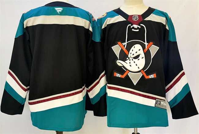 Mens Anaheim Ducks Blank Black Teal 2024-25 Stitched Jersey